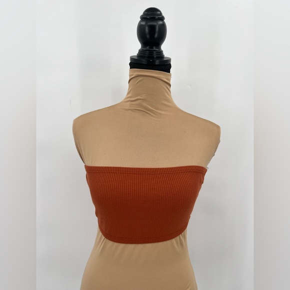 Rust cut out bodycon ribbed stretch maxi dress resortwear vacation sexy nightout - Picture 7 of 9